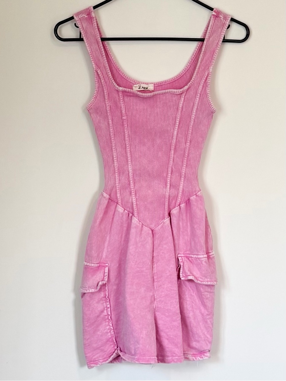 J.Her Pink Sleeveless Corded Romper - Size: Medium